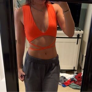 Vibrant Orange Strappy Crop Top